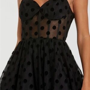 Mac Duggal Strapless Black Polka Dot Dress